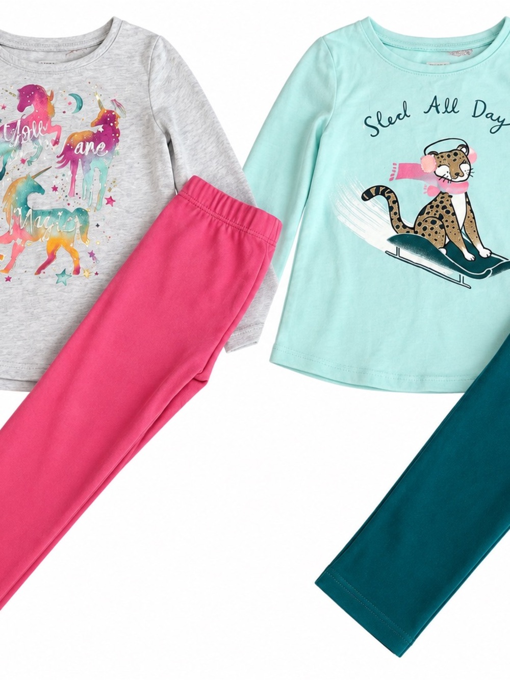 jumping beans Mint & Pink Set with Sledding Cheetah Graphic